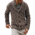 thumbnail image 1 of CVLIFE Men Coat Shawl Collar Outwear Long Sleeve Cardigan Sweater Ribbed V Neck Jacket Open Front Brown XL, 1 of 4