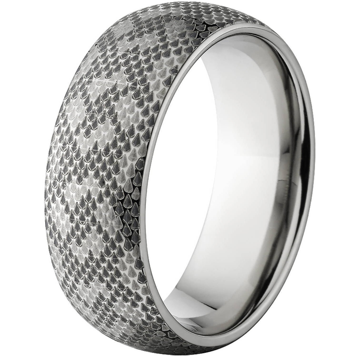 8mm Half-Round Titanium Ring with a Laser Snake Skin Pattern