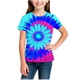 thumbnail image 4 of Amidoa Summer Girls Short Sleeve Shirts Pullover Graphic T Shirts Casual Tops Crewneck Girls Basic Tees,Blue,3-4 Years, 4 of 5
