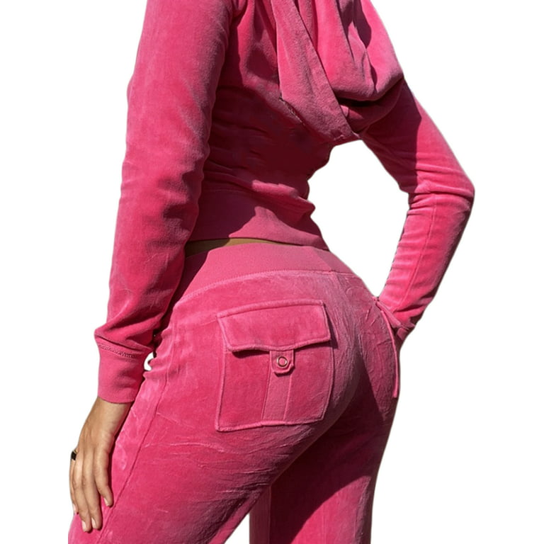 wybzd Women's Casual Hoodies Tracksuit 2 Piece Sweatshirt Long Sleeve  Hooded Tops with Pocket+Long Pants Sets Purple S 