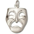 thumbnail image 1 of Sterling Silver 16" 1mm Box Chain 3D Tragedy Theater Actor Mask Pendant Necklace, 1 of 2