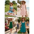 thumbnail image 5 of Women's Summer Square Neck Sleeveless Dress with Pockets, Monet Garden Casual A-Line Mini Sundress, Beach Vacation Tank Dress, Size 2XL, 5 of 7