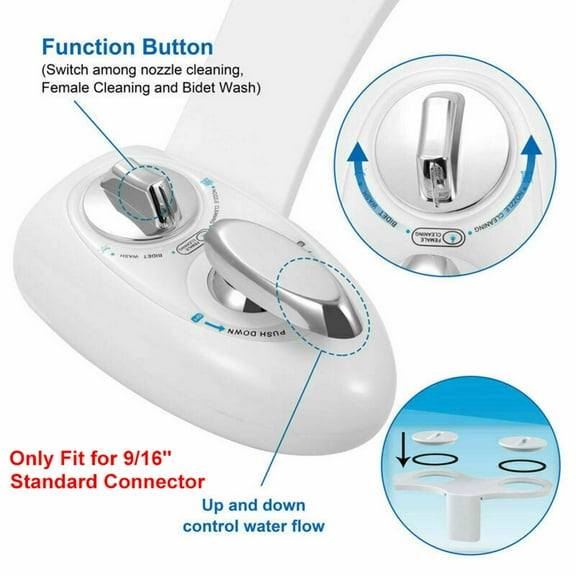 Fresh Water Spray Bidet Non-Electric Dual Nozzle Bidet Self-Cleaning Toilet Seat