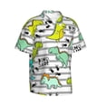 thumbnail image 2 of Uemuo Funny Dinosaurs on Stripes Printed Regular Fit Short Sleeve Casual Hawaiian Shirt for Men,Aloha shirt,Tropical shirt,Floral print shirt,Vacation Beach shirt-X-Large, 2 of 9