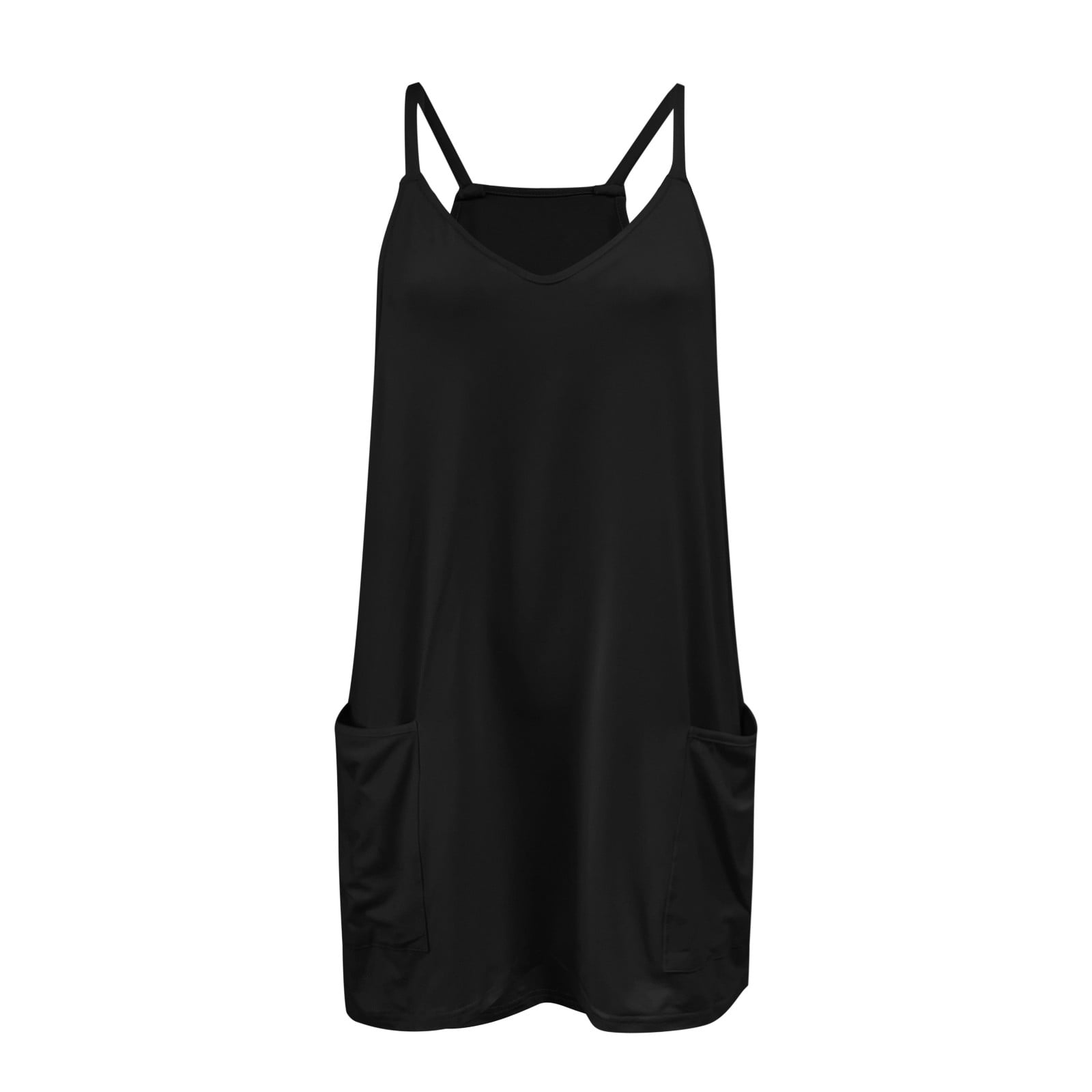 Athletic Dress for Women Casual Sleeveless Spaghetti Strap Sundress Workout Short Tennis Dress with Pockets