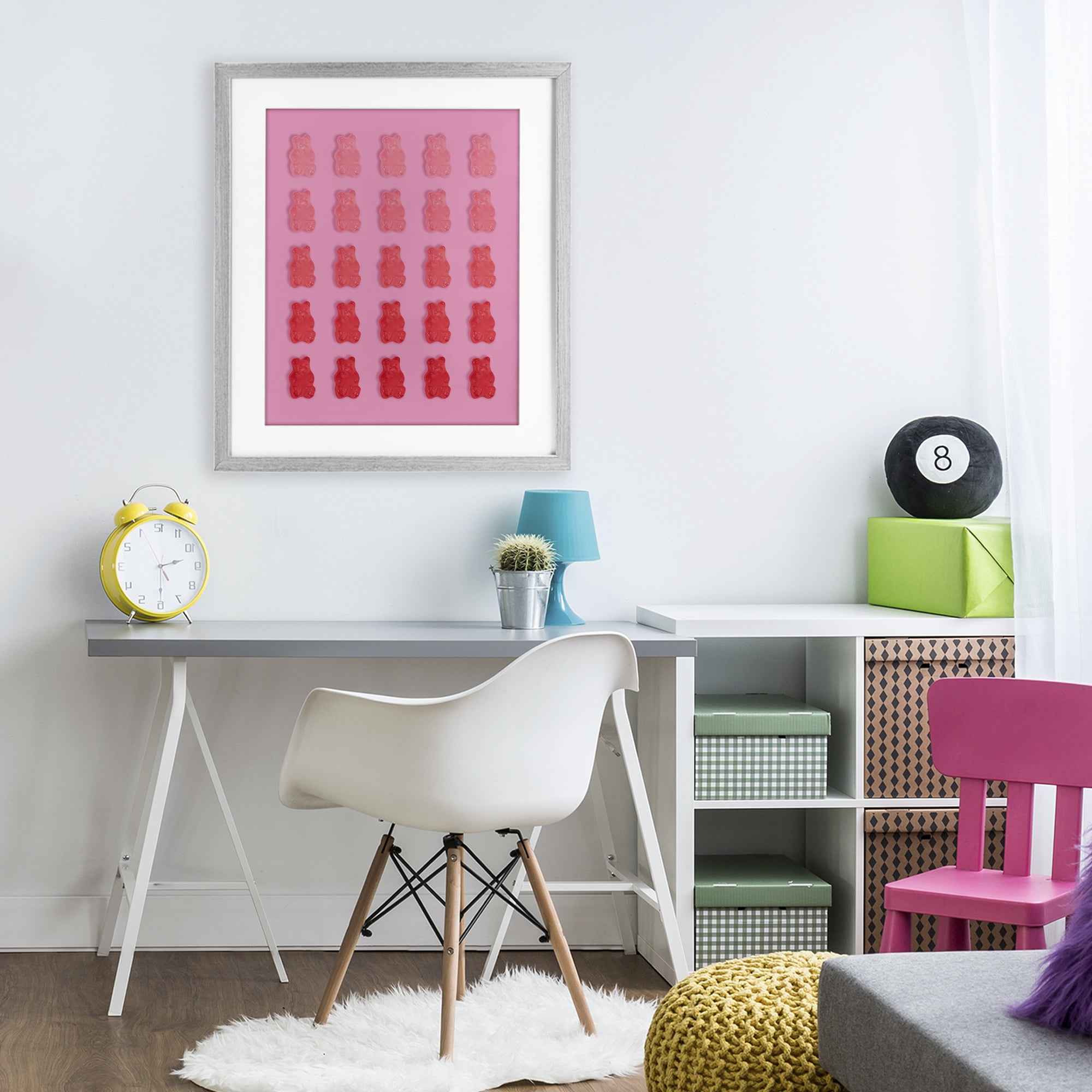 Stupell Industries Pink & Red Bear Gradient Gray Framed Print Under Glass, design by LISH Creative