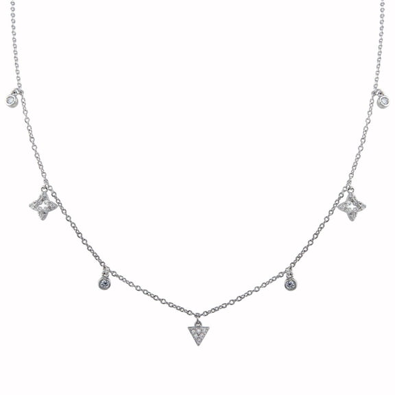 .925 Sterling Silver CZ Charm Necklace