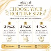 AMVital Kojic Acid Soap - Turmeric Soap for Face & Body with Hyaluronic Acid, Vitamin C, Vitamin E, Shea Butter, Castile Olive Oil (2 Pack)