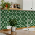 thumbnail image 3 of Mi Alma Removable Vinyl Vintage Flower Dark Green Backsplash Tile Stickers, 24pcs, 3 of 14