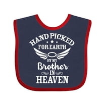 Inktastic Handpicked for Earth by My Brother in Heaven Angel Wings Boys or Girls Baby Bib