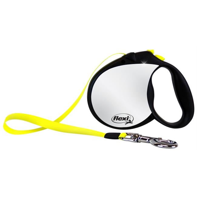 Flexi RFLCT L Large Black and Neon Yellow Reflective Retractable Dog