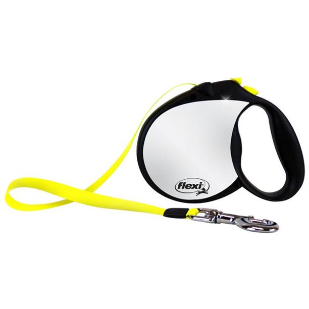 Flexi RFLCT L Large Black and Neon Yellow Reflective Retractable Dog