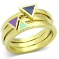 thumbnail image 1 of Alamode TK877-9 Bague en Acier Inoxydable Or IP pour Femmes avec Époxy Multicolore - Taille 9, 1 of 1