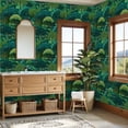 thumbnail image 4 of Boho Peel and Stick Wallpaper Green Forest Waterfalls Vibrant Trees Wall Mural 23.6in x 9.8ft Self Adhesive Removable Wall Paper Renter Friendly Wallpaper for Bedroom Kitchen Farm, 4 of 8