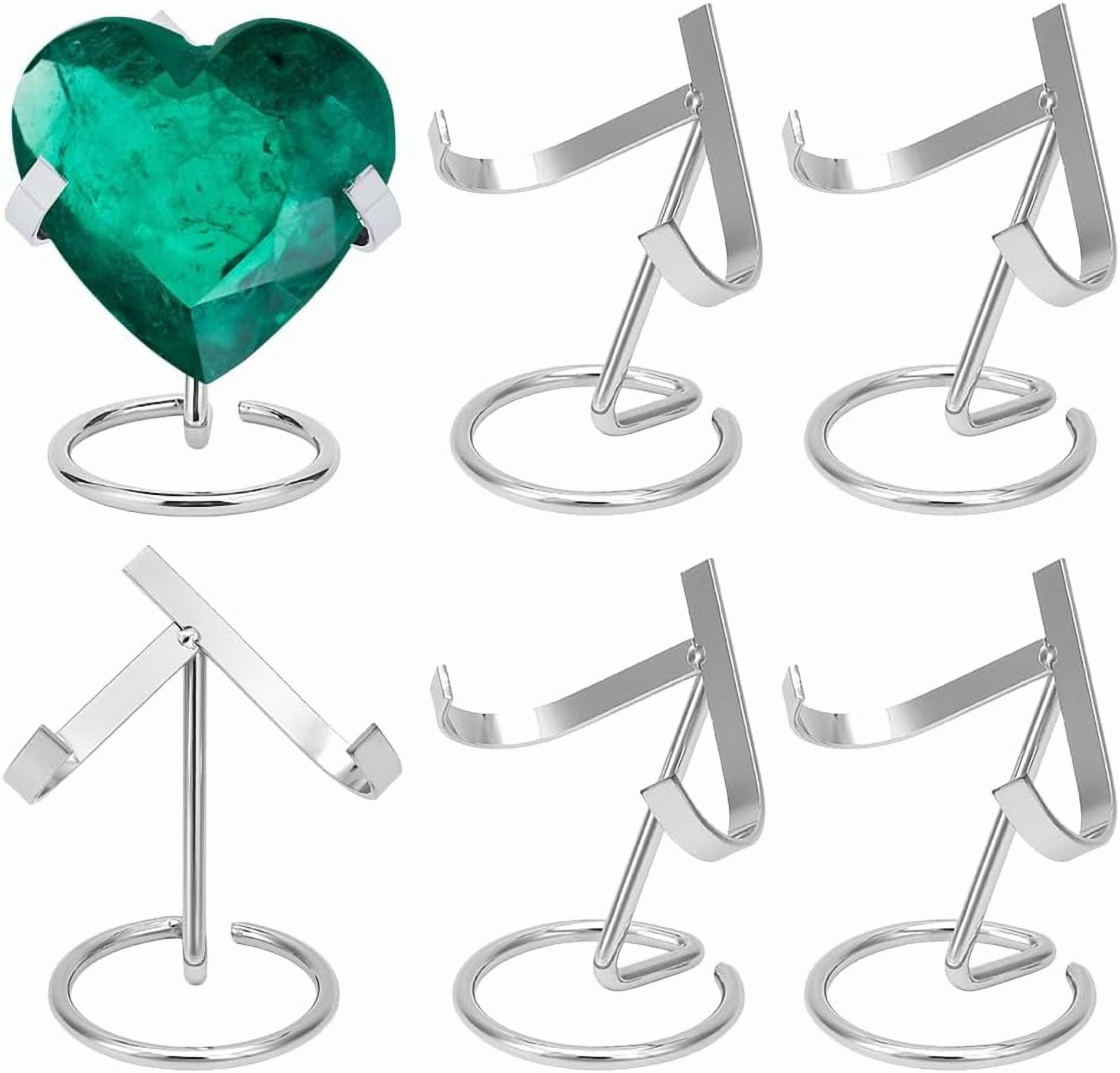 6 Pcs Metal Holder Iron Easel Stands Holder Decorative Ball Stand for Rocks Geodes Heart Stones Black for diy