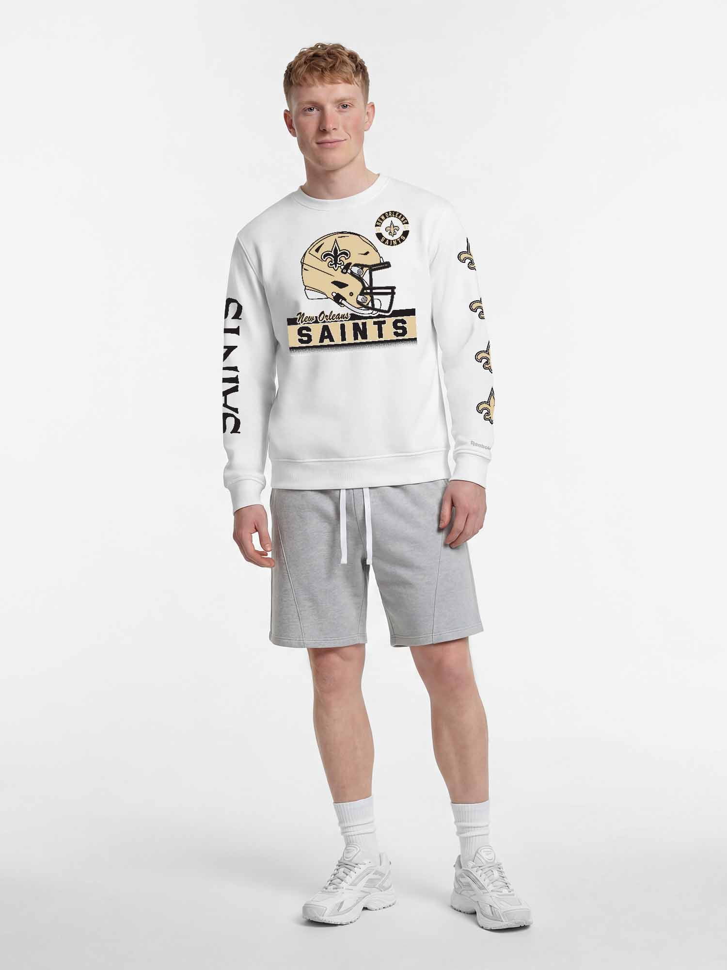 New Orleans Saints Reebok Mens White Crew Sweatshirt