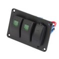 thumbnail image 4 of Panel de interruptor basculante de 2 bandas, panel de interruptor de palanca de cargador USB doble, panel de interruptor de 2 luces individuales y cargador de coche de 3,4 A con 45(verde), 4 of 14