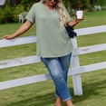 thumbnail image 6 of Women's Plus Size V Neck T Shirts Short Sleeve Tops Casual Summer Tshirts Loose Fit Tees Light Green 3XL, 6 of 6