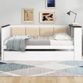 thumbnail image 2 of Alvantor Twin Size Wood Daybed with Trundle, Upholstered Bed Frame with Storage Shelves and USB, White, 2 of 7