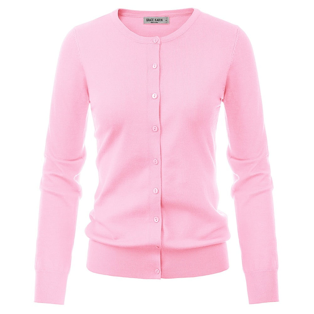pink button down cardigan