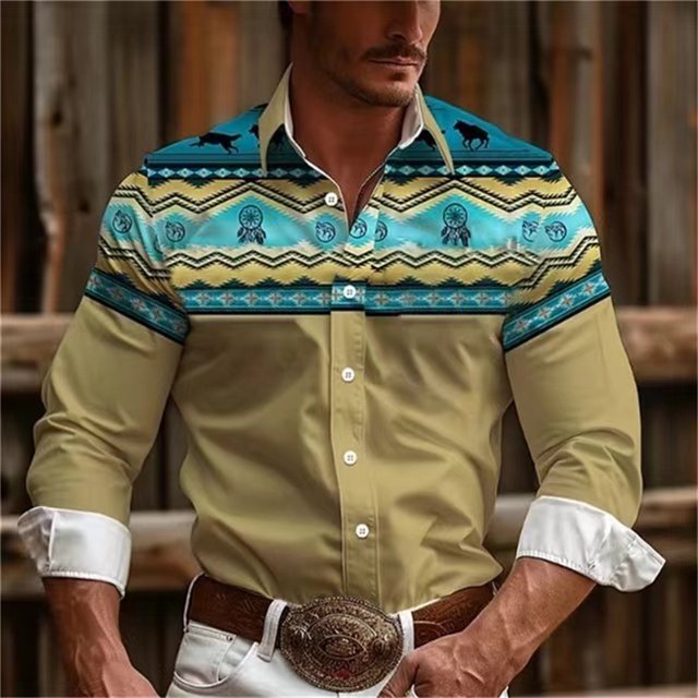 Camisa vaquera tribal para hombre, cómoda, suave, de alta calidad, diseño de botones a la moda, camisa hawaiana