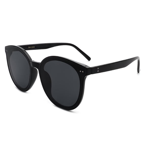 Black Wide Frame Sunglasses - Dark Gray Lens UV Protection Minimalist Daily Eyewear