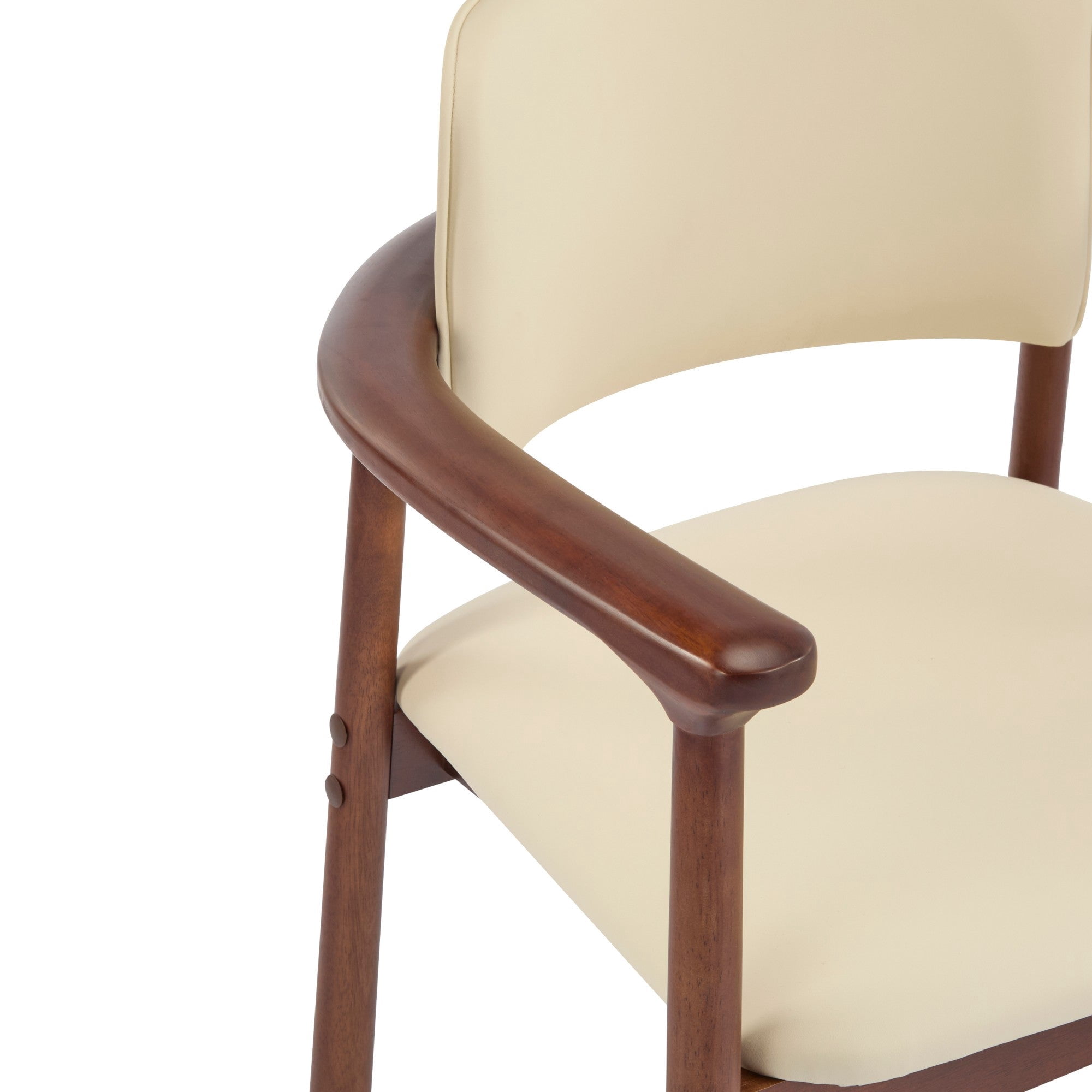 Sailvan Set of 2 Wood Dining Chairs,Mid-Century Modern Kitchen Chairs with Beige PU Leather Cushions & Dark Walnut Frame,300lb Capacity,Beige