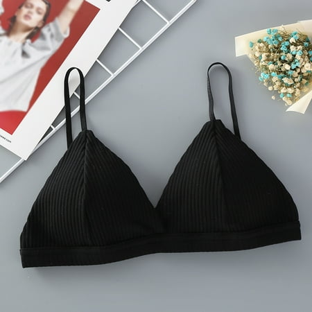 

Ame French Triangle Cup Sexy Thread Cotton Bra Solid Color V-Neck Ladies Tube Top