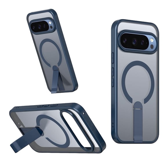 for Google Pixel 9 Pro XL Case,Magnetic Wireless Charging,Invisible Adjustable Kickstand,Military Grade Protection Clear Matte Cover for Pixel 10 Pro XL 6.8"(Navy Blue)