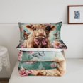 thumbnail image 5 of meiyoeat Highland Cattle Pink Flower King Size Comforter Sets,Colorful Butterfly Farm Animal Print Comforters King Size,Reversible,3-Piece,1 Comforter And 2 Pillowcases, 5 of 7