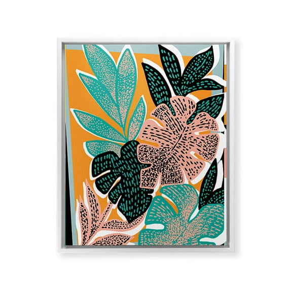 Society6 Gabriela Fuente Tropicanna White Framed Art Canvas Wall Art, 8" x 10", Botanical & Floral, Portrait, Paintings, Tropical