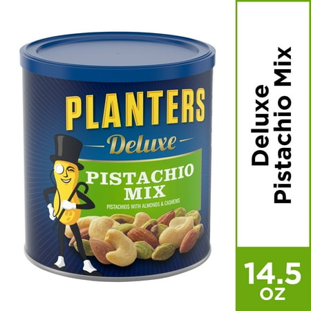 - Planters Deluxe Pistachio Mix, 14.5 oz Canister
