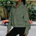 thumbnail image 3 of Stand Collar Fall Clothes Half Zip Women Solid Color Daily Outfit (Coffee XL), 3 of 6