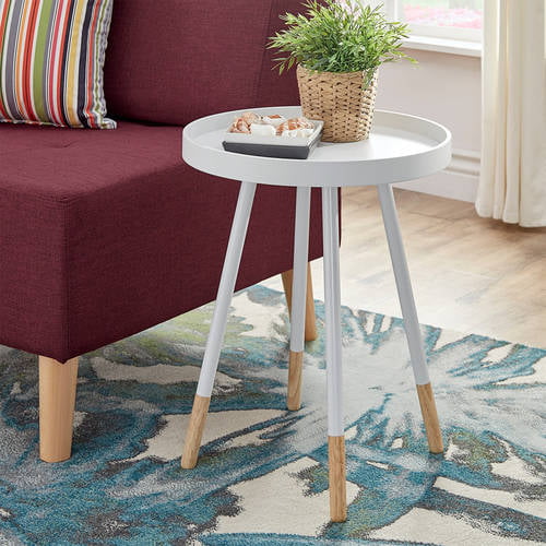 chelsea lane round bentwood top tray end table