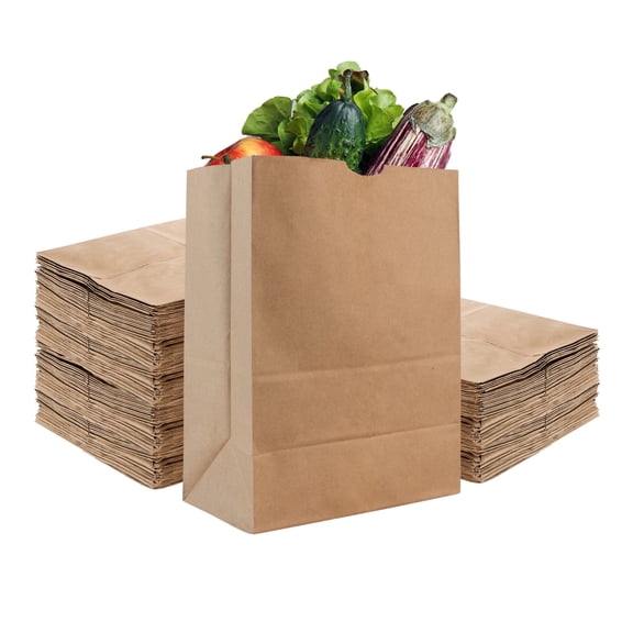 Stock Your Home 52 lb Kraft Brown Paper Bags (100 Count) – Bulk Large Grocery Bags for Shopping