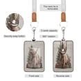 thumbnail image 2 of PU Leather Badge Holder ID Badge Holder with Lanyard for Cards & Credentials Cow and Christmas Gifts, 2 of 6