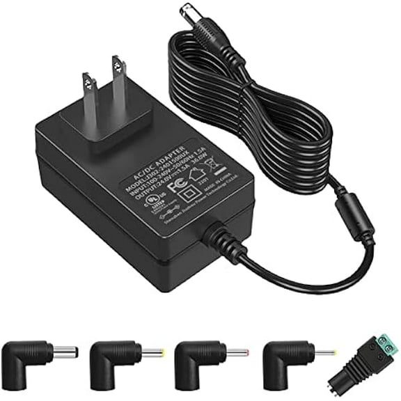 24V 1.5A Power Adapter 100V-240V to 24V 1.5A AC/DC Switching Power Supply Adapter 24v Power Supply with 5 Selectable Adapter Plugs
