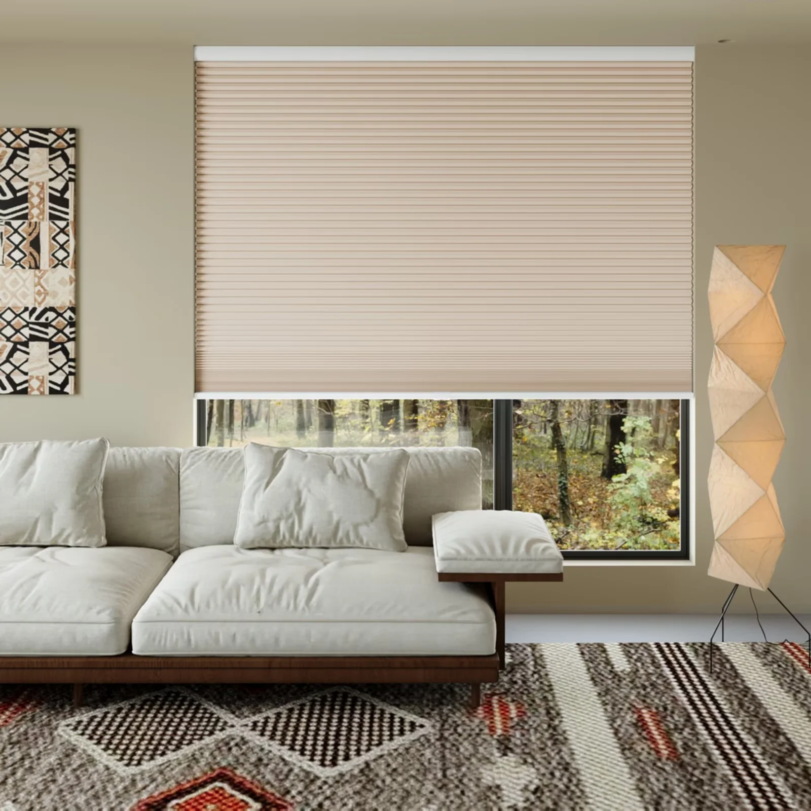 MYshade Cordless Beige-29"W*72"H Blackout Cellular Shades 1.5 inch Honeycomb Blinds for Indoor Windows Insulated Noise Reducing Window Shades & Blinds for Home