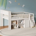 thumbnail image 3 of Full Size Loft Bed with Storage, Headboard with LED Light, White, 3 of 4
