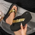 thumbnail image 6 of Avtoify Summer Women's Wedges Shoes Versatile Casual Plus Size Roman Style Wedge Heel Flops Sequin Embellishments Thick Sole Beach, 6 of 10