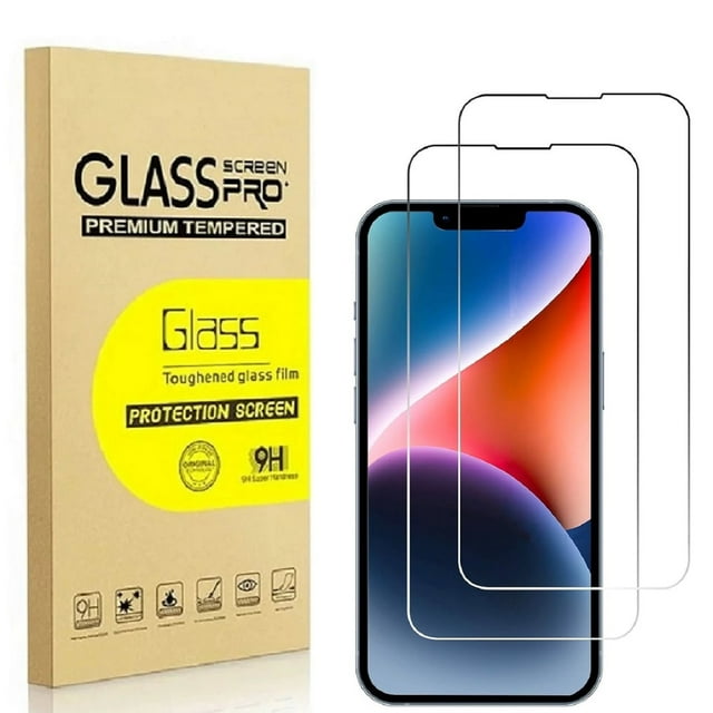 2 Pack for iPhone 14 Plus Screen Protector, 9H Clear Tempered Glass Screen Protector for iPhone 14 Plus, Easy Installation, Bubble Free