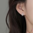 thumbnail image 3 of Solid 925 Sterling Silver CZ Huggie Earrings Half Hoops for Women Teens Double Hoop Earrings Studs Open Hoops Minimalist, 3 of 12