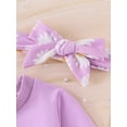 thumbnail image 5 of Aojekbee Baby Girls 3 Piece Outfits Letter Print Long Sleeve Sweatshirt and Daisy Print Flared Pants Headband Set Fall Clothes, 5 of 10