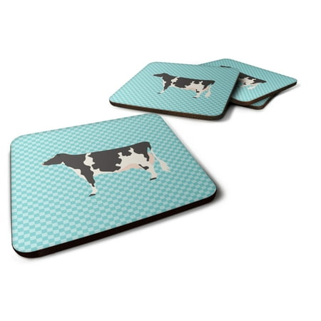 

Carolines Treasures BB7996FC Holstein Cow Blue Check Foam Coaster Set of 4 3 1/2 x 3 1/2 multicolor