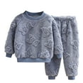 thumbnail image 2 of Trikvn Toddler Boys Girls 2-Piece Fleece Outfit Set Long Sleeve Fuzzy Pullover Sweatshirt and Sweatpants Warm Winter Tracksuit Teddy Bear Texture Kids Playwear, 2 of 4