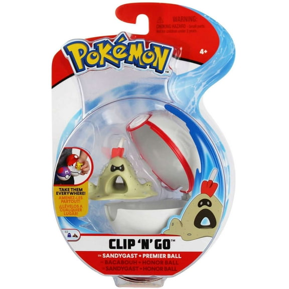 Pokemon Clip ‘N’ Go Sandygast and Premier Ball - Includes 2 inch Battle Figure and Premier Ball Accessory