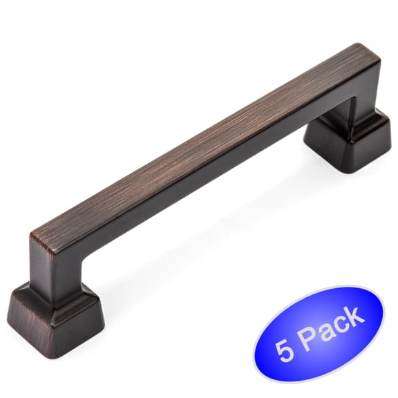 5 Pack - Cosmas 1481-96ORB Oil Rubbed Bronze Contemporary Cabinet Hardware Handle Pull - 3-3/4" Inch (96mm) Hole Centers
