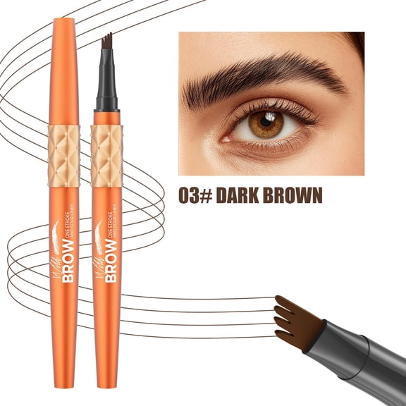 Microblading Eyebrow Pen with 4 Fork Tips, Waterproof Eyebrow Pen Eyebrow Pencil, All Brow Types, Last All-Day, Precise Eyebrow Makeup, Natural Hair Stroke Makeup Tool
