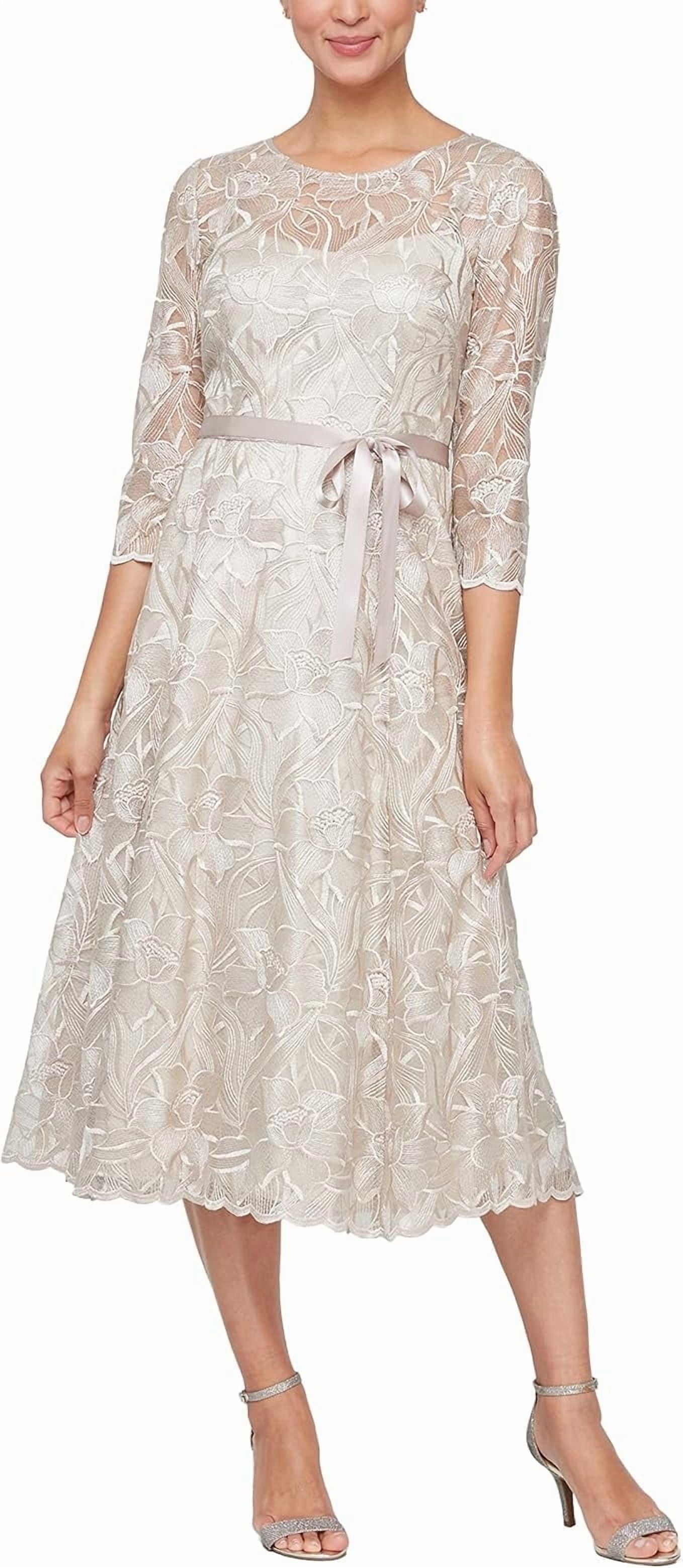 Alex Evenings Womens Slimming Short Sheath 3/4 Sleeve Dress with