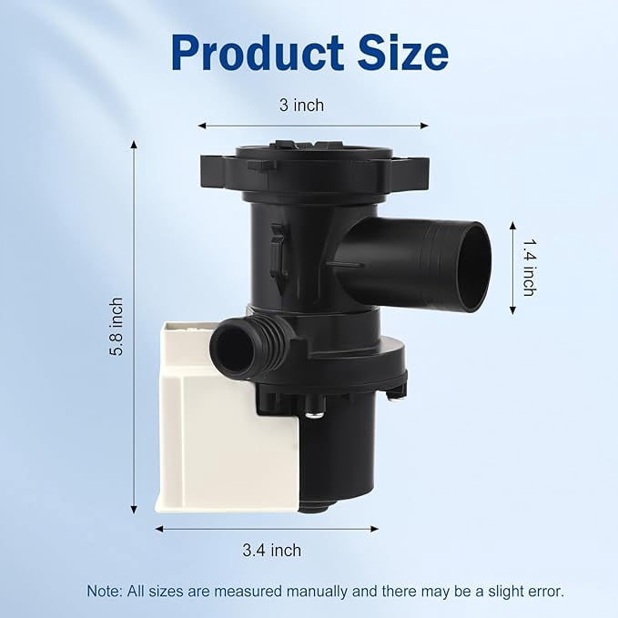 Aniceparthy W10465252 Washer Drain Pump Compatible with Whirlpool Maytag MHWC7500YW0 WFC7500VW0 WFC7500VW1, Replace WPW10465252, AP6021852, PS11755180, W10192988